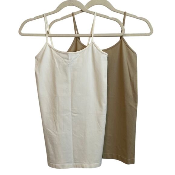 Yahada (2) women's nylon blend camisoles in cream & beige. - Picture 2 of 6